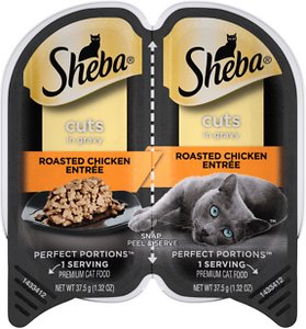 Sheba Perfect Portions Grain-Free Roasted Chicken Cuts in Gravy Entree Cat Food Trays